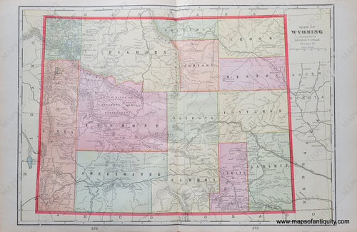 Genuine-Antique-Map-Map-of-Wyoming-Versos-Yellowstone-National-Park;-Tacoma-1903-Cram-Maps-Of-Antiquity