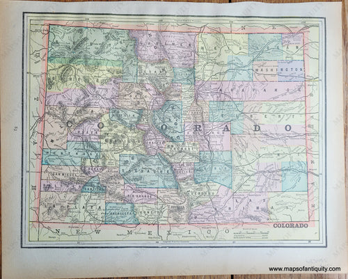 Genuine-Antique-Printed-Color-Map-Double-sided-page-Colorado-verso-Oregon-1893-Gaskell-Maps-Of-Antiquity