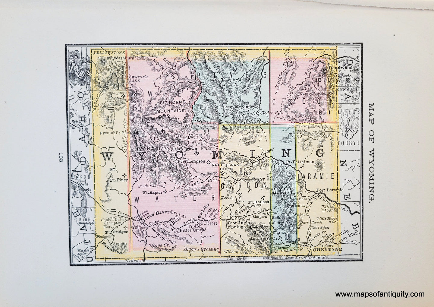 Genuine Antique Map-Map of Wyoming-1884-Rand McNally & Co-Maps-Of-Antiquity