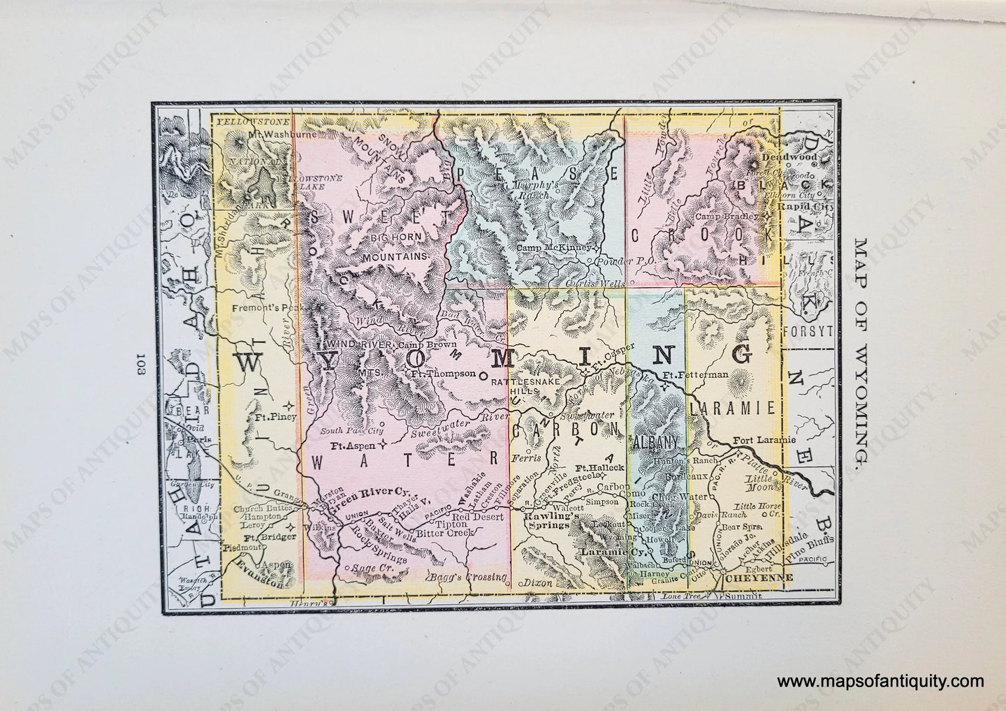 Genuine Antique Map-Map of Wyoming-1884-Rand McNally & Co-Maps-Of-Antiquity