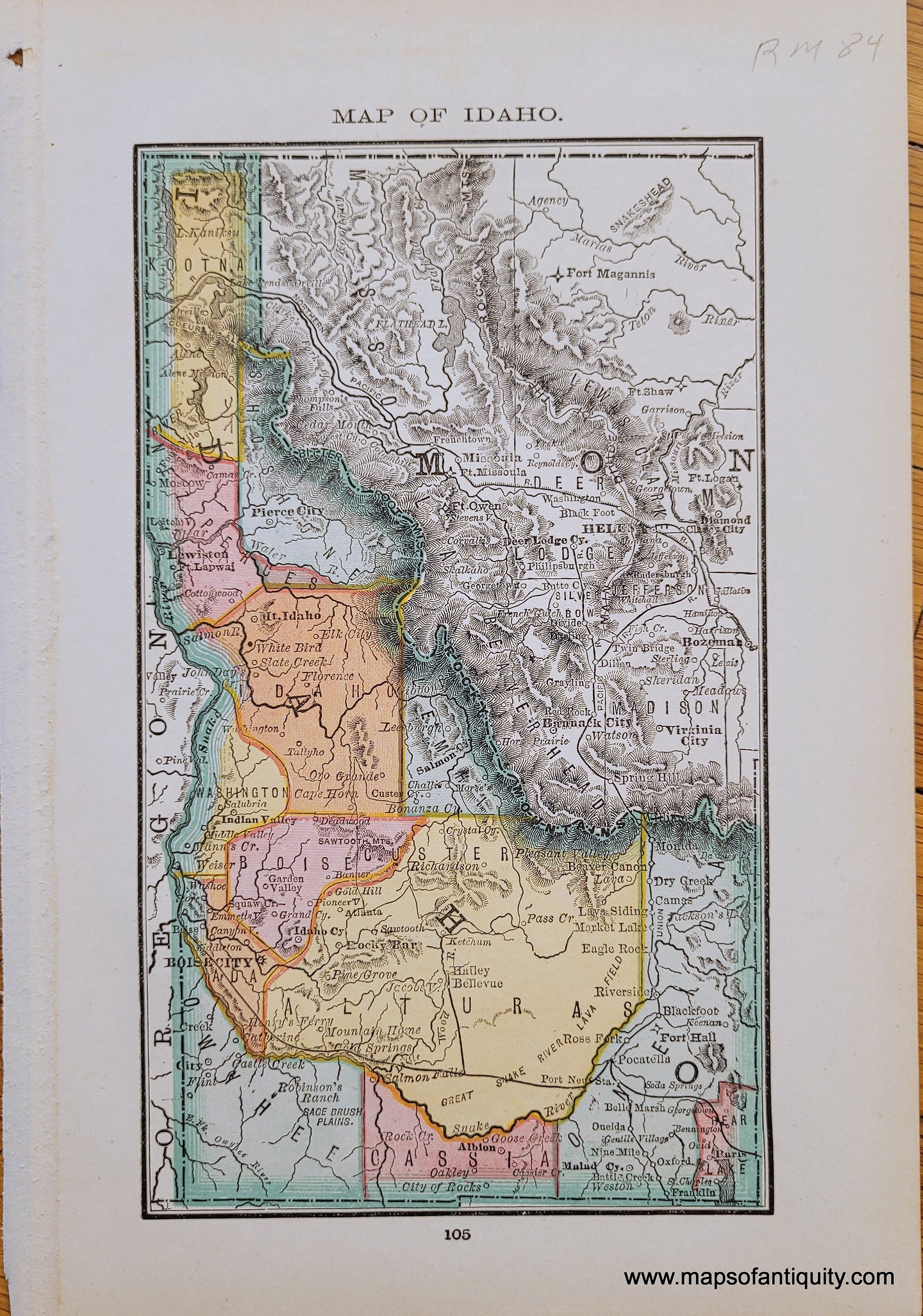 Genuine Antique Map-Map of Idaho-1884-Rand McNally & Co-Maps-Of-Antiquity
