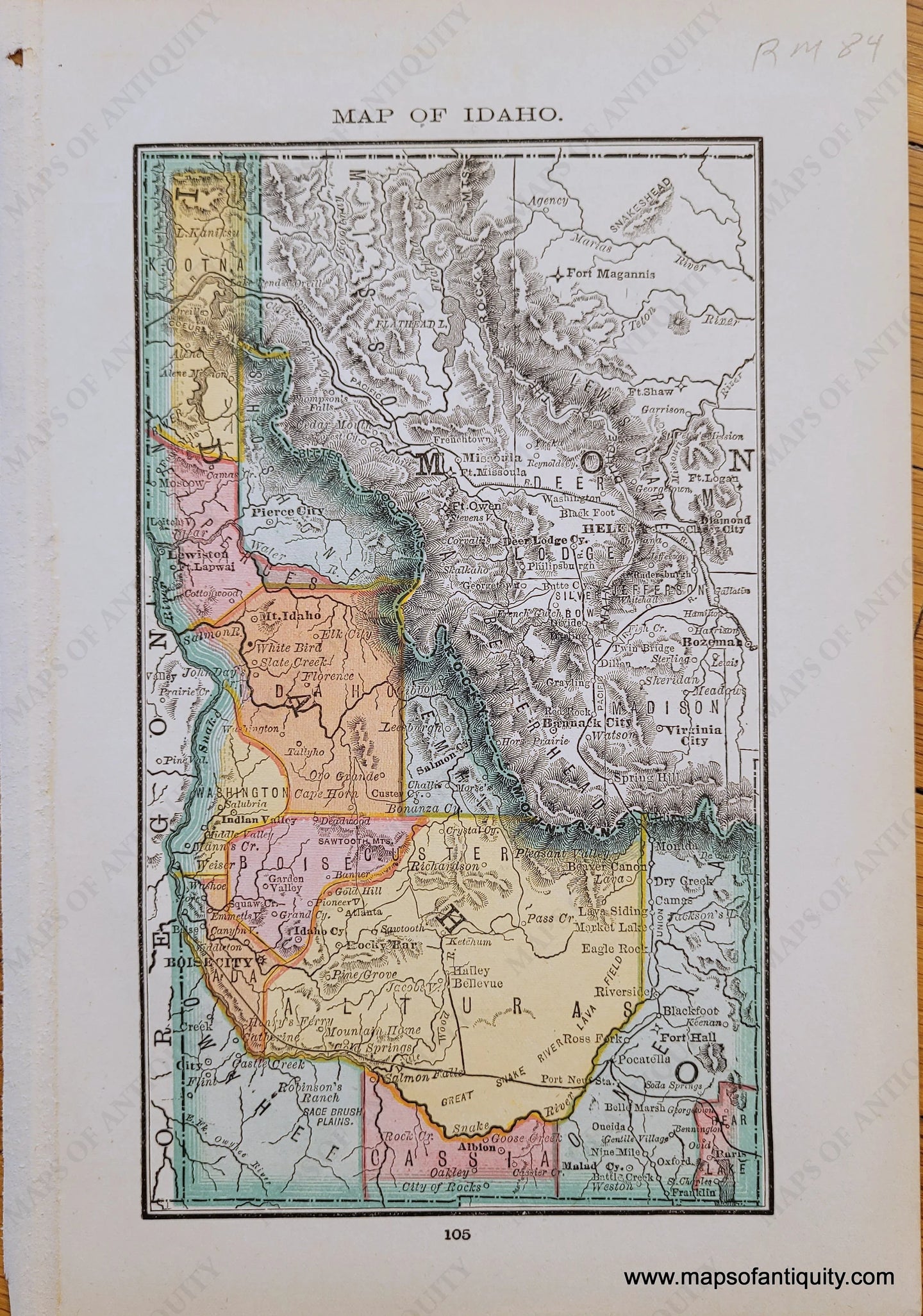 Genuine Antique Map-Map of Idaho-1884-Rand McNally & Co-Maps-Of-Antiquity