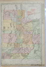 Load image into Gallery viewer, Genuine antique double-sided page with map of Utah on one side and Arizona on the other, printed with vibrant printed color showing early county boundaries, 1909 by Rand McNally
