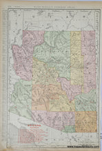 Load image into Gallery viewer, Genuine antique double-sided page with map of Utah on one side and Arizona on the other, printed with vibrant printed color showing early county boundaries, 1909 by Rand McNally
