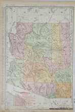 Load image into Gallery viewer, Genuine antique double-sided page with map of Utah on one side and Arizona on the other, printed with vibrant printed color showing early county boundaries, 1909 by Rand McNally
