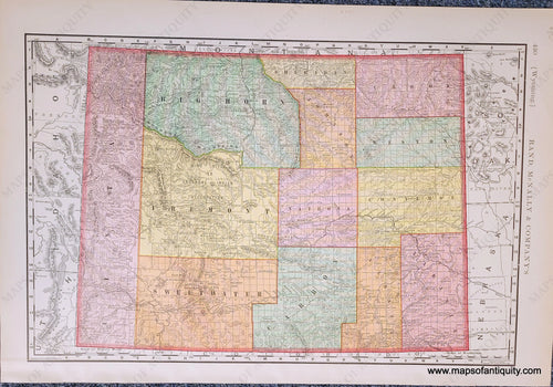 Genuine-Antique-Map-Wyoming-Wyoming--1898-Rand-McNally-Maps-Of-Antiquity-1800s-19th-century