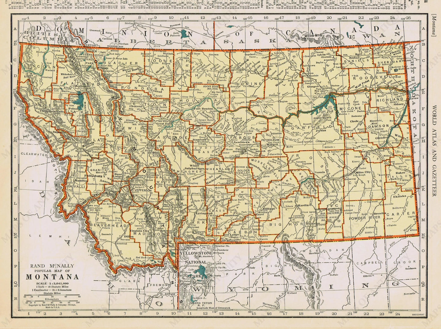 Genuine-Antique-Map-Popular-Map-of-Montana-1940-Rand-McNally-Maps-Of-Antiquity