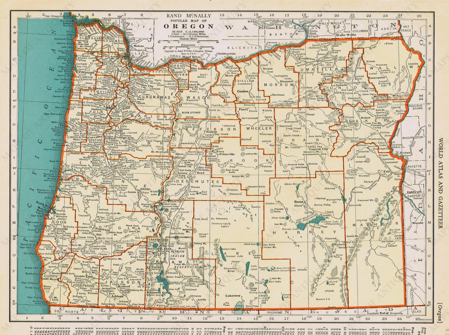 Genuine-Antique-Map-Popular-Map-of-Oregon-1940-Rand-McNally-Maps-Of-Antiquity