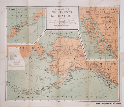 Genuine-Antique-Chart-Part-of-the-Thirteenth-L-H-District-1903-USLHS-Maps-Of-Antiquity