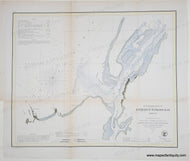 1861 - Preliminary Chart of Entrance to Koos Bay (Coos Bay), Oregon - Antique Map