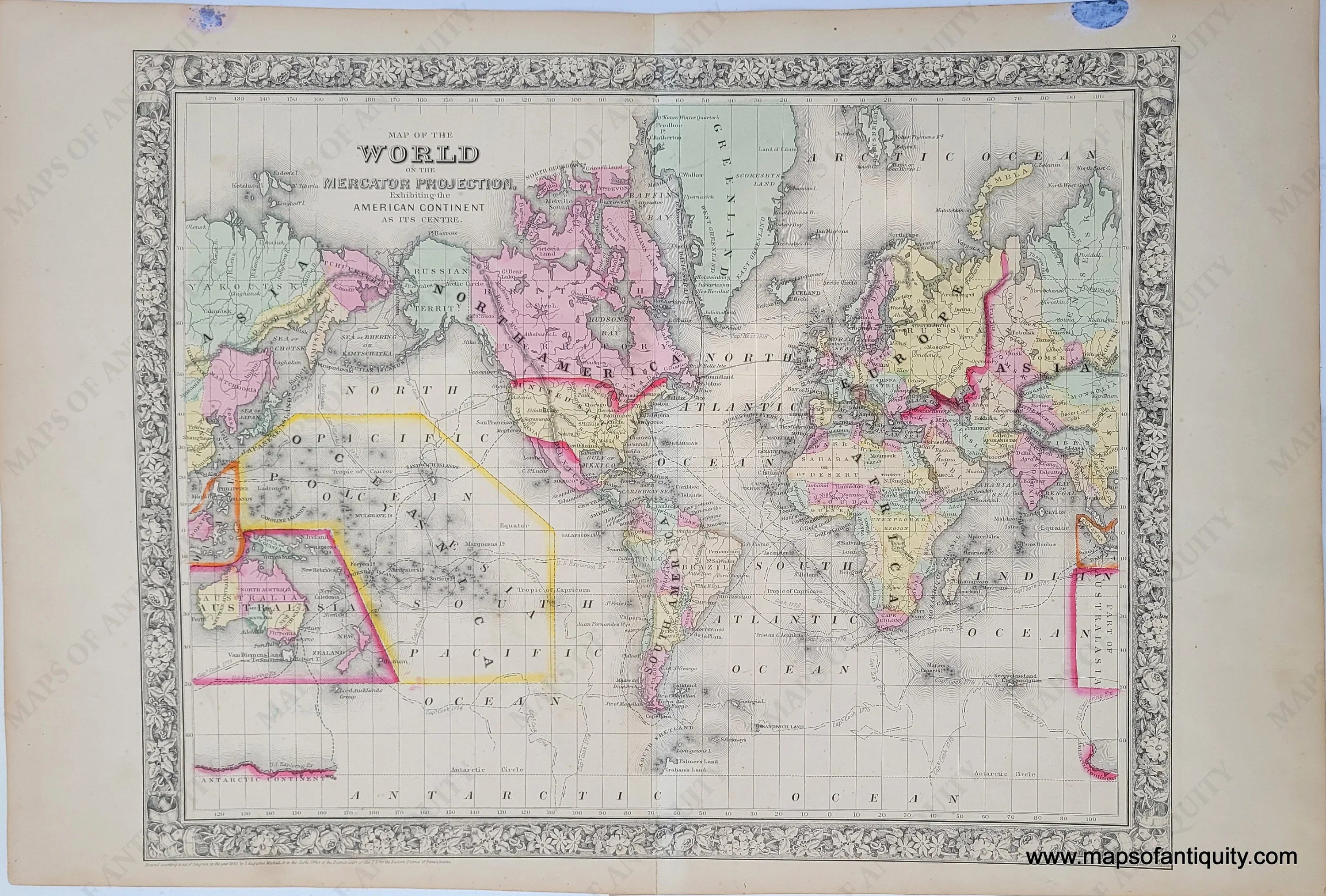 Mercator Projection Map The World, Mercator Projection. Capitals And