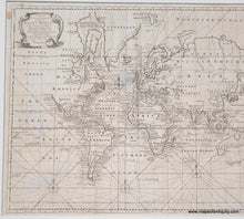 Load image into Gallery viewer, Genuine-Antique-Engraved-Black-and-White-Map-A-New-and-Correct-Chart-of-all-the-Known-World--1744-Emmanuel-Bowen-Maps-Of-Antiquity
