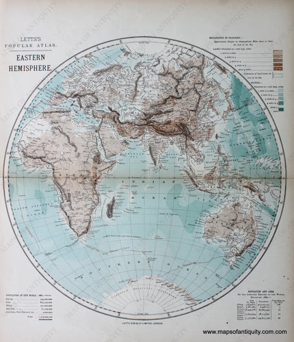 Printed-Color-Antique-Map-Eastern-Hemisphere-World--1883-Letts-Maps-Of-Antiquity