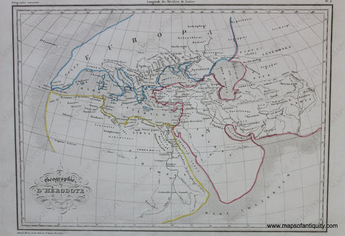 Antique-Hand-Colored-Map-Geographie-d'Herodote-World--1846-M.-Malte-Brun-Maps-Of-Antiquity