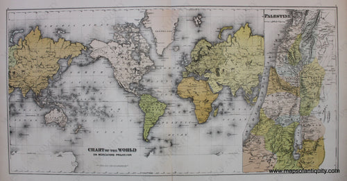 Antique-Printed-Color-Map-Chart-of-the-World-on-Mercator's-Projection-World--1881-Belden-Maps-Of-Antiquity