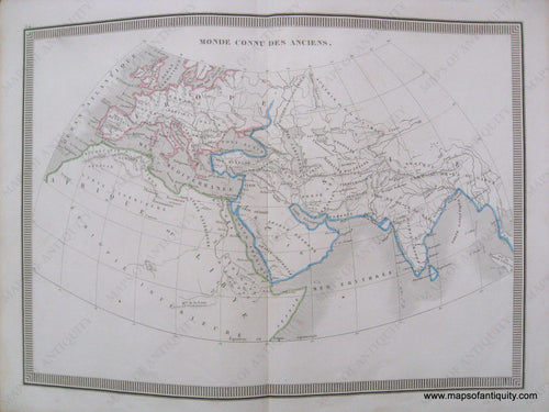 Antique-Hand-Colored-Map-Monde-Connu-des-Anciens-(World-Known-to-the-Ancients)-1846-Monin-Ancient-World-1800s-19th-century-Maps-of-Antiquity