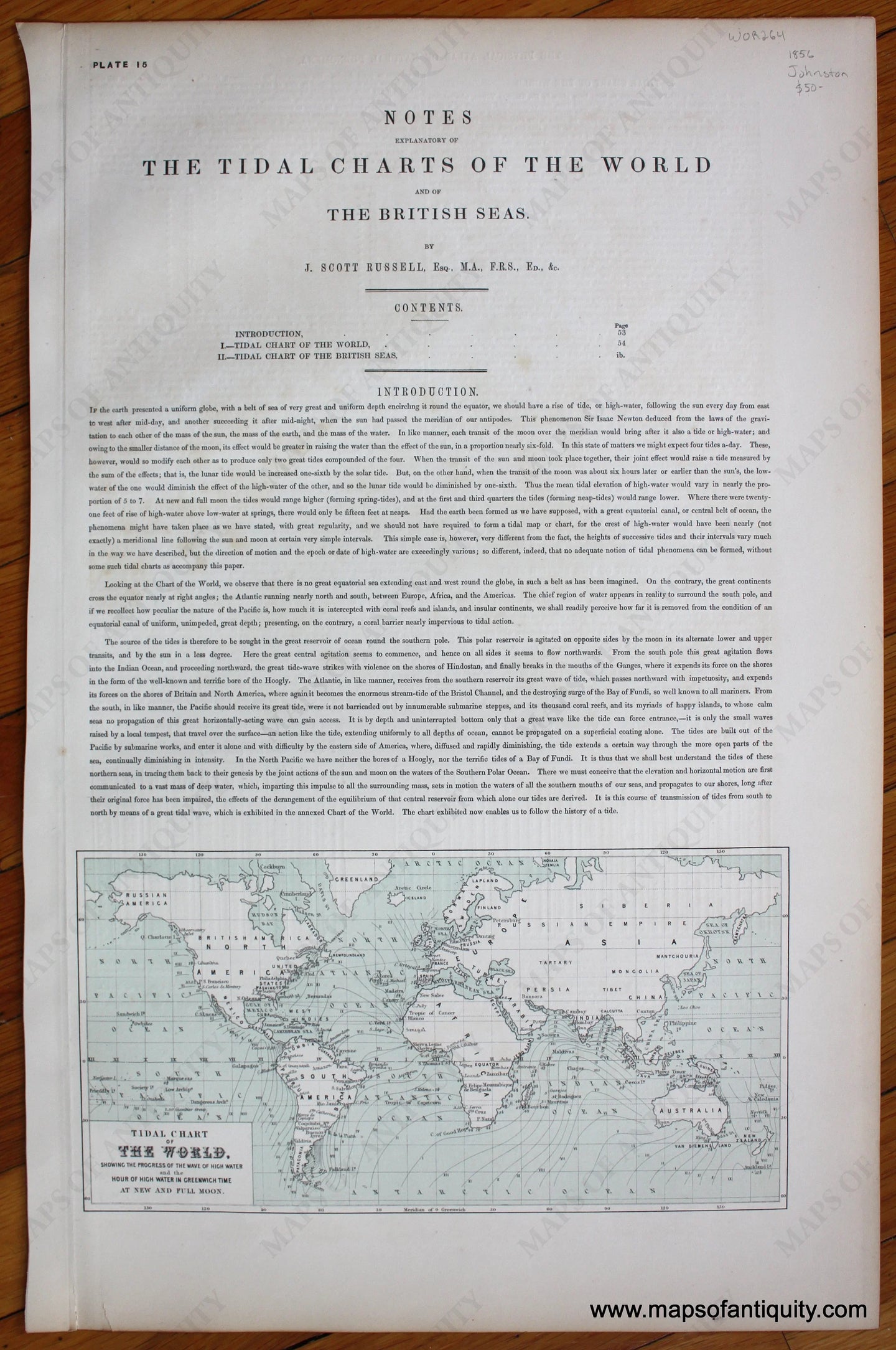 Tidal-Chart-Map-World-Johnston-1856-Antique-Map-1850s-1800s