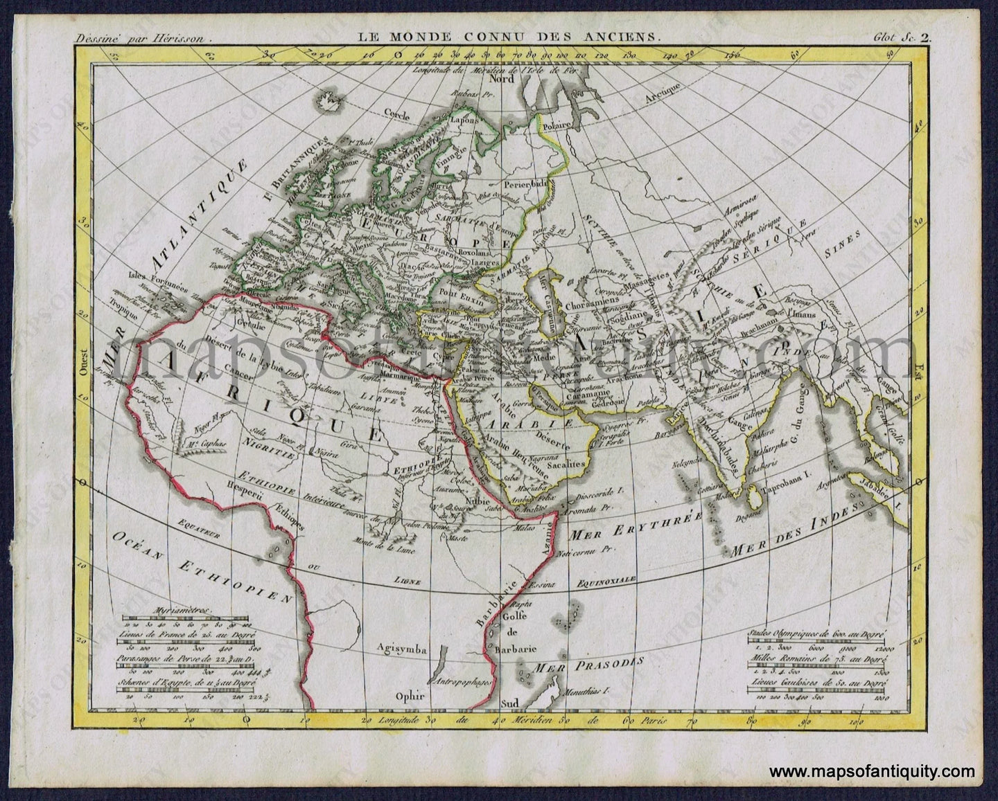 Antique-Map-Le-Monde-Connu-des-Anciens-World-As-Known-to-The-Ancients-Herrison-French-1806-1800s-Early-19th-Century-Maps-of-Antiquity