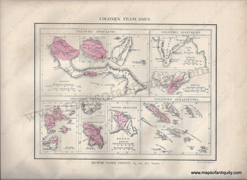 Antique-Hand-Colored-Map-Colonies-Francaises-1877-Fayard-1800s-19th-century-Maps-of-Antiquity