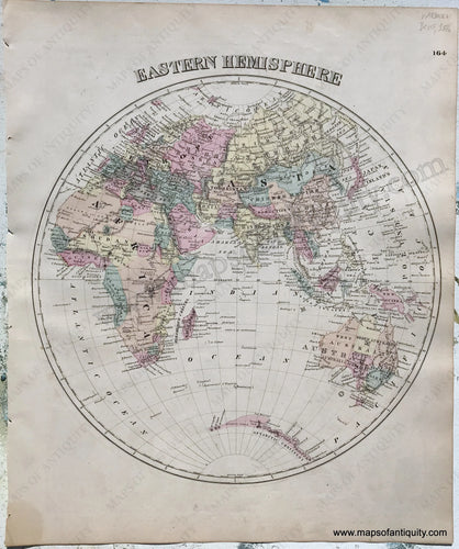 Antique-Hand-Colored-Map-Eastern-Hemisphere-1876-Warner-&-Beers-/-Union-Atlas-Co.--1800s-19th-century-Maps-of-Antiquity