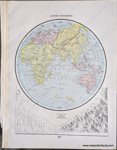 Genuine-Antique-Printed-Color-Comparative-Chart-Eastern-Hemisphere-World--1892-Home-Library-&-Supply-Association-Maps-Of-Antiquity-1800s-19th-century