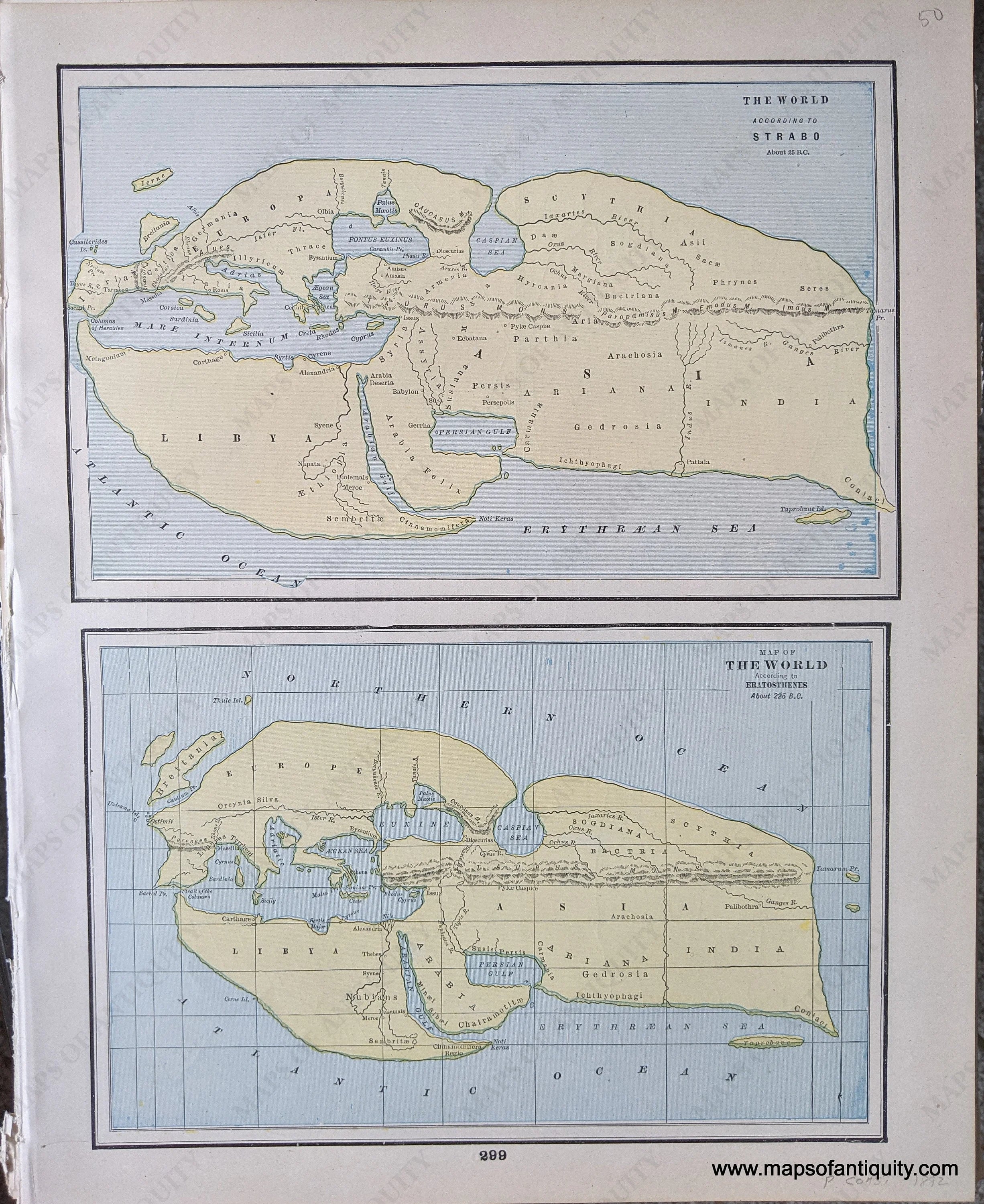1892 - The World According to Strabo, The World According to Eratosthe ...
