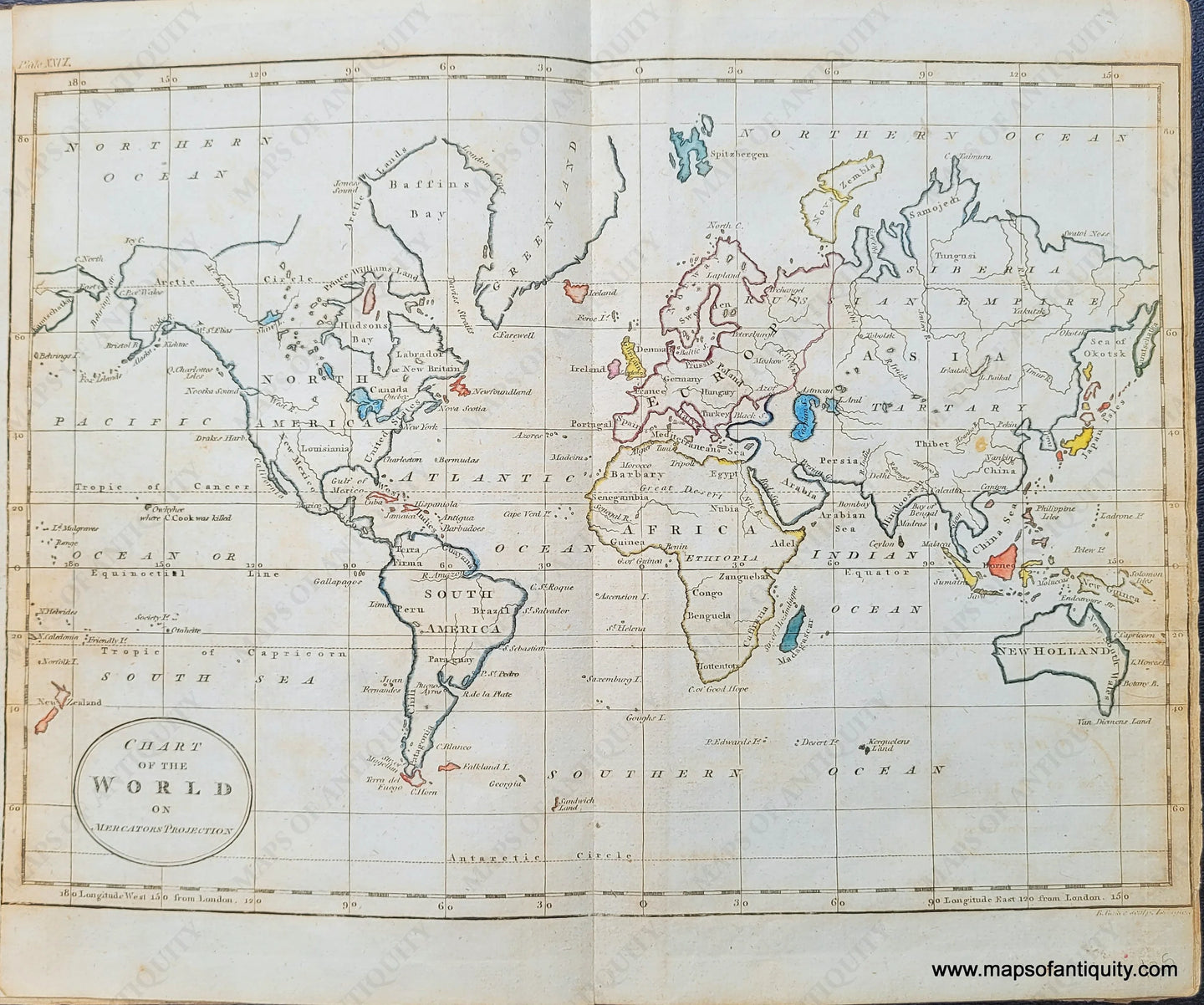 1800 - Chart of the World on Mercators Projection - Antique Map – Maps ...