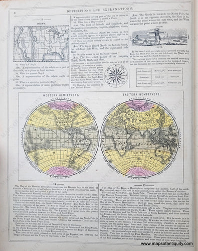 Genuine-Antique-Hand-Colored-Map-The-Hemispheres-showing-Climates-1850-Mitchell-Thomas-Cowperthwait-Co--Maps-Of-Antiquity