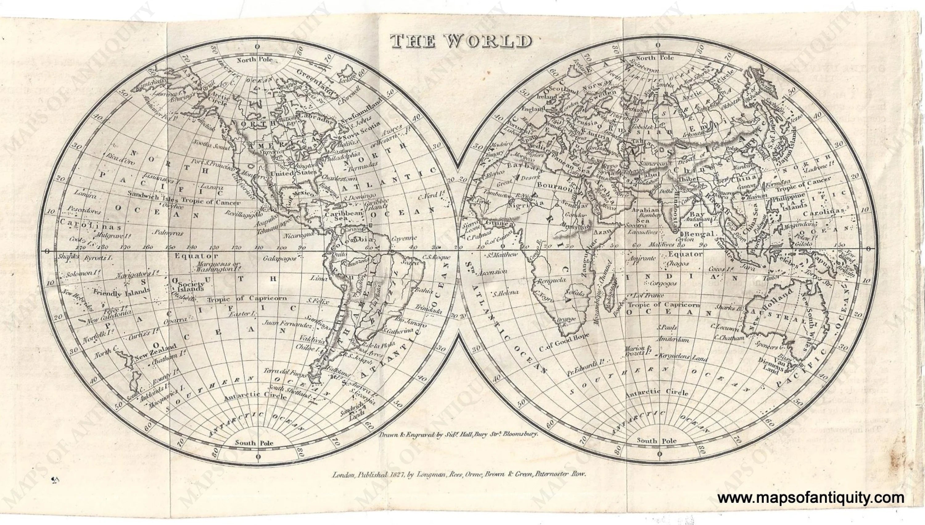 1829 Genuine Antique Map The World – Maps of Antiquity