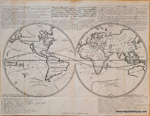 1705 - Mappe-Monde Pour Connoitre Les Progres & Conquestes Plus Remarquables Des Provinces-Unies.