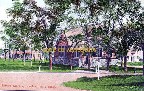 Antique-Postcard-Snow's-Library-Orleans-Mass.