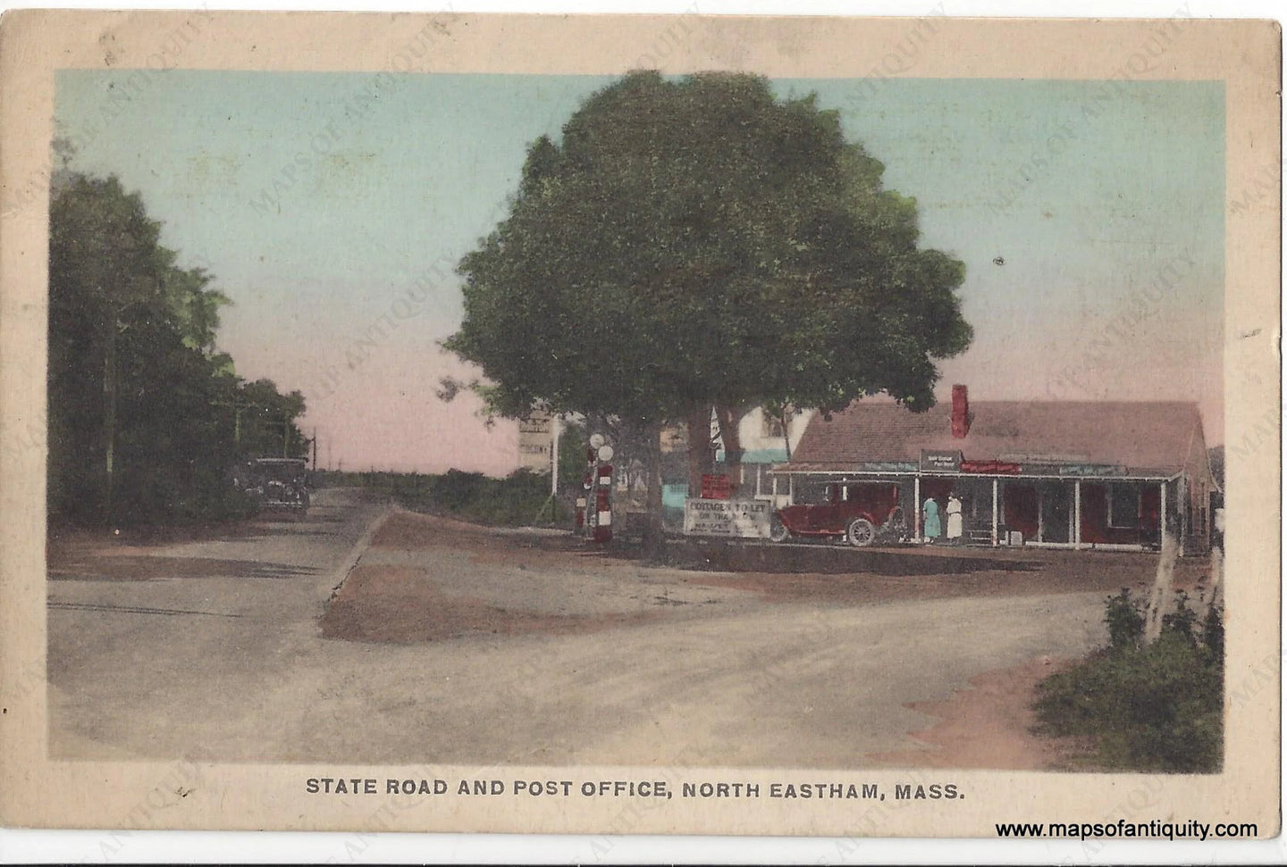 Genuine-Antique-Post-Card-State-Road-and-Post-Office-North-Eastham-Mass-Antique-Postcard-1930-1940-E-D-West-Co--Maps-Of-Antiquity