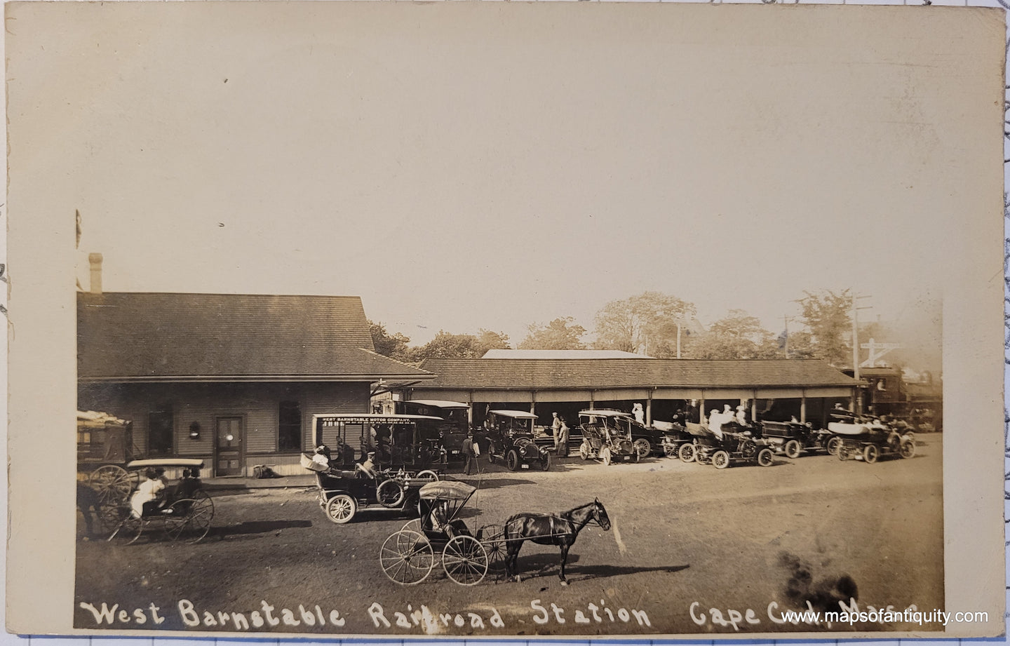1907 - West Barnstable Railroad Station Cape Cod, Mass. - Real Photo Postcard - Antique