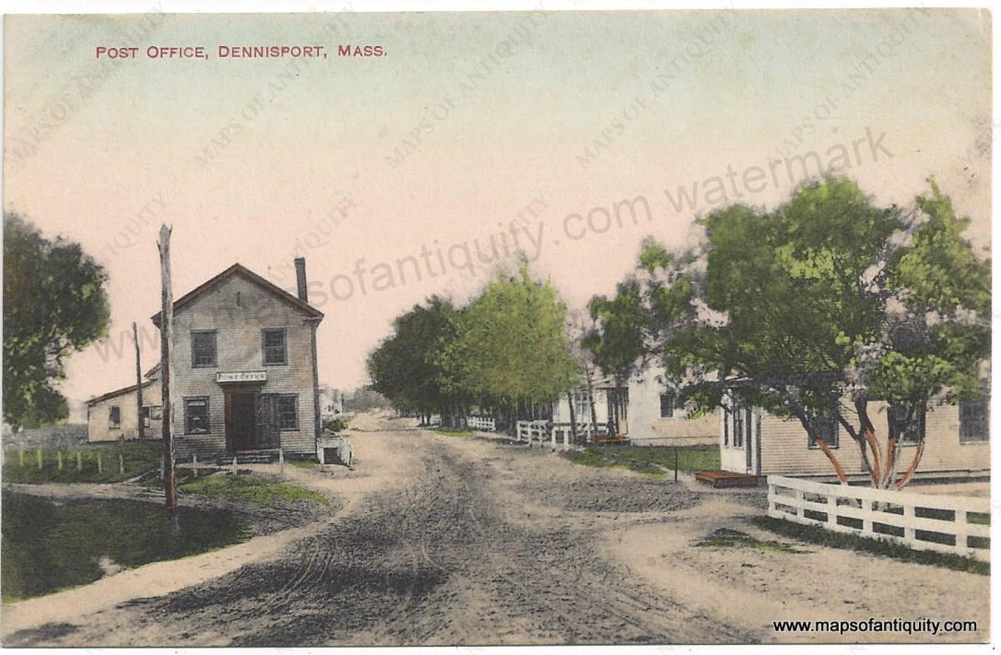 Genuine-Antique-Postcard-Post-Office-Dennisport-Mass-Antique-Postcards-Other-Cape-Cod-1907-1914-Henry-A-Dickerson-Son-Maps-Of-Antiquity-1800s-19th-century