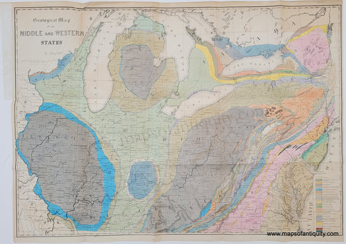 Genuine-Antique-Geological-Map-Geological-Map-of-the-Middle-and-Western-States-1843-James-Hall-Maps-Of-Antiquity