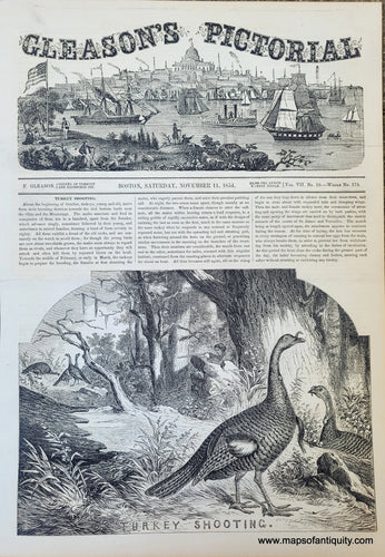 Genuine-Antique-Illustration-Print-Turkey-Shooting-1854-Gleason's-Pictorial-Drawing-Room-Companion-PRN071-Maps-Of-Antiquity