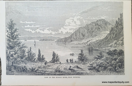 Genuine-Antique-Illustration-Print-View-on-the-Hudson-River,-near-Newburg-1854-Gleason's-Pictorial-Drawing-Room-Companion-PRN051-Maps-Of-Antiquity