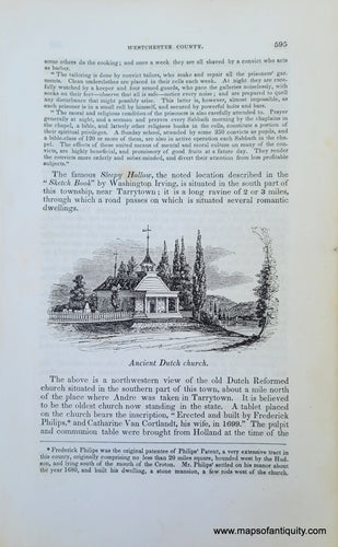 Genuine-Antique-Illustration-Ancient-Dutch-church-in-Tarrytown-(NY)-1841-Barber-Maps-Of-Antiquity