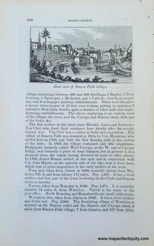 Genuine-Antique-Illustration-East-view-of-Seneca-Falls-village-1841-Barber-Maps-Of-Antiquity