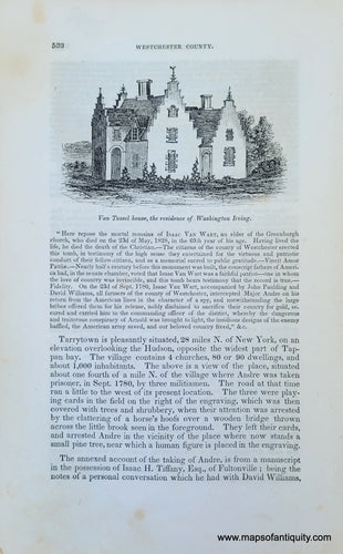 Genuine-Antique-Illustration-Van-Tassel-house,-the-residence-of-Washington-Irving-1841-Barber-Maps-Of-Antiquity