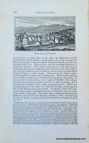 Genuine-Antique-Illustration-East-view-of-Peekskill-(NY)-with-verso-of-the-residence-of-the-late-Chief-Justice-Jay,-Bedford-(NY)-1841-Barber-Maps-Of-Antiquity