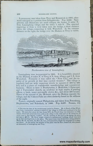 Genuine-Antique-Illustration-Northwestern-view-of-Lansingburg-(NY)-1841-Barber-Maps-Of-Antiquity