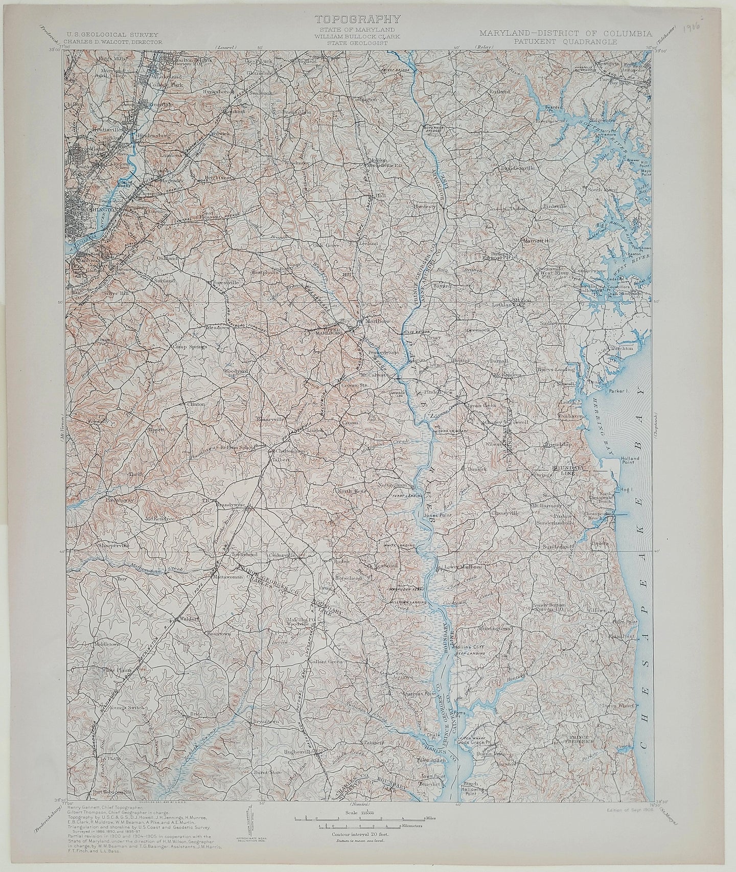 Genuine-Antique-Topographic-map-Patuxent-Quadrangle-Maryland-MD-Washington-DC-Antique-Topo-Map-Antique-Geological-&-Topographical-Maps-Vermont-1906-USGS-Maps-Of-Antiquity-1800s-19th-century