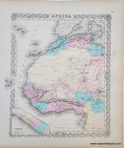 Antique-Hand-Colored-Map-Colton's-Africa-North-Western-Sheet-Africa-Africa-General-1855-Colton-Maps-Of-Antiquity