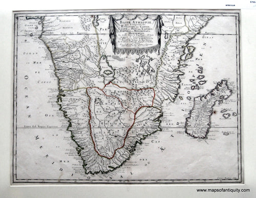 Antique-Hand-Colored-Map-Basse-Aethiopie.-Qui-comprend-les-Royaume-de-Congo-Coste-et-Pays-des-Cafres-Empires-du-Monomotapa-et-Monoemugi.-Africa-Africa-General-1655/1667-Nicolas-Sanson-d'Abbeville-Maps-Of-Antiquity