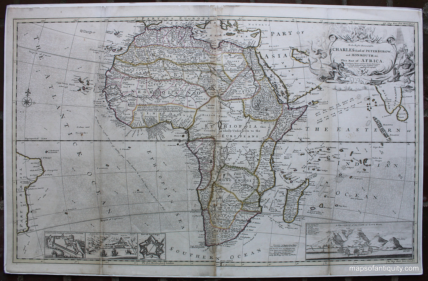 Antique-Hand-Colored-Map-Map-of-Africa-According-to-the-Newest-and-most-Exact-Observations**********-Africa-Africa-General-1745-(circa-1745)-Herman-Moll-Maps-Of-Antiquity