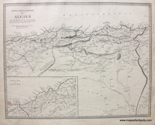 Antique-Hand-Colored-Map-North-Africa-or-Barbary-II-Algiers-Africa-Algeria-1840/1844-SDUK/Society-for-the-Diffusion-of-Useful-Knowledge-Maps-Of-Antiquity