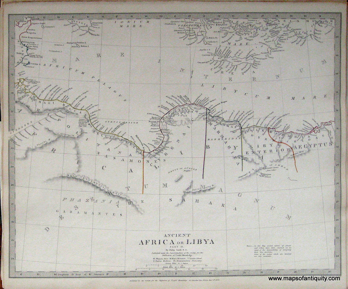 Antique-Hand-Colored-Map-Ancient-Africa-or-Libya-Part-II.-Published-under-the-Superintendence-of-the-SDUK/Society-for-the-Diffusion-of-Useful-Knowledge.-Africa-Libya-1840/1844-SDUK/Society-for-the-Diffusion-of-Useful-Knowledge-Maps-Of-Antiquity