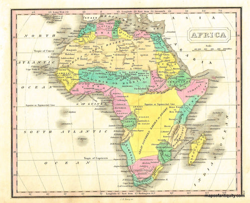 Antique-Hand-Colored-Map-Africa.-Africa-Africa-General-1828-Malte-Brun-Maps-Of-Antiquity