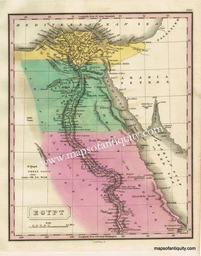 Antique-Hand-Colored-Map-Egypt.-Africa-Egypt-1828-Malte-Brun-Maps-Of-Antiquity